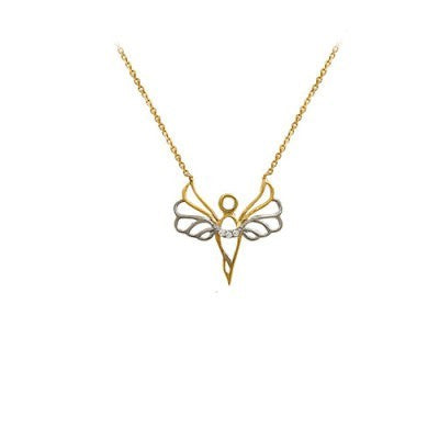 14K Solid Gold Angel Necklace