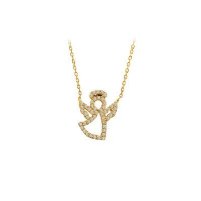 14K Solid Gold Angel Necklace