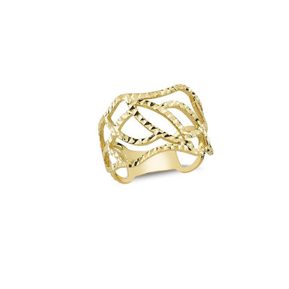 14K Solid Gold Art Design Fashion Diamond Cut Ladies Ring