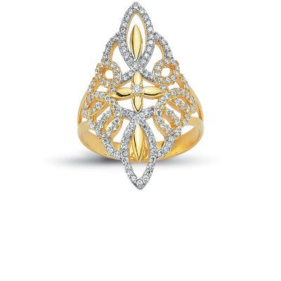 14K Solid Gold Art Design Fashion Ladies Ring