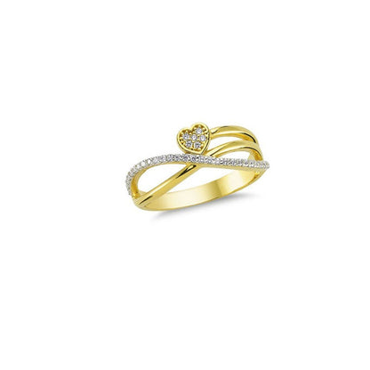 14K Solid Gold Art Design Fashion Heart Ladies Ring