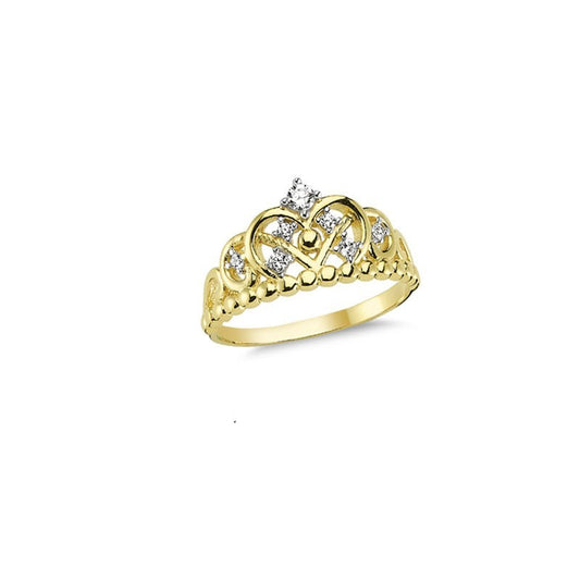 14K Solid Gold Art Design Fashion Queen Crown Ladies Ring