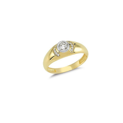 14K Solid Gold Art Design Fashion Solitaire Ladies Ring