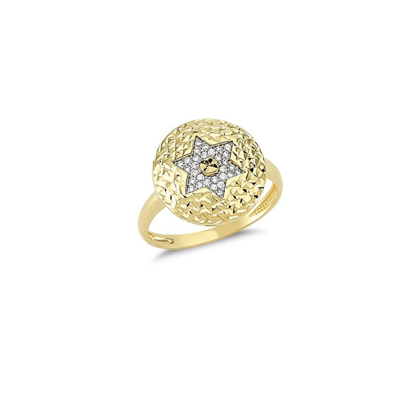 14K Solid Gold Art Design Fashion Star of David Ladies Ring