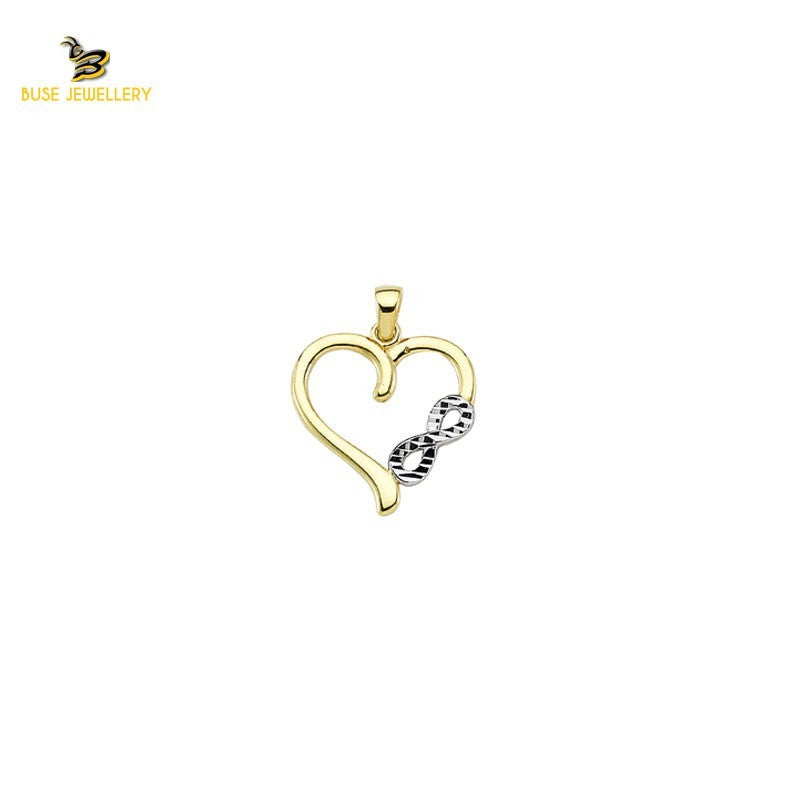 14K Solid Gold Heart Charm Pendant