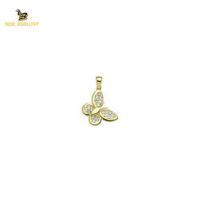 14K Solid Gold Butterfly Charm Pendant