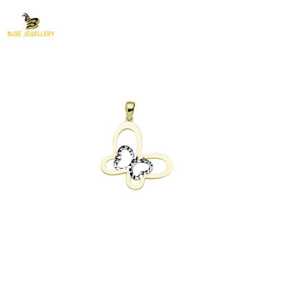 14K Solid Gold Butterfly Charm Pendant