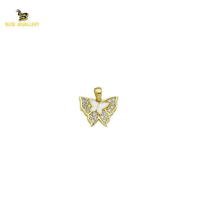 14K Solid Gold Butterfly Charm Pendant