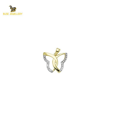 14K Solid Gold Butterfly Charm Pendant