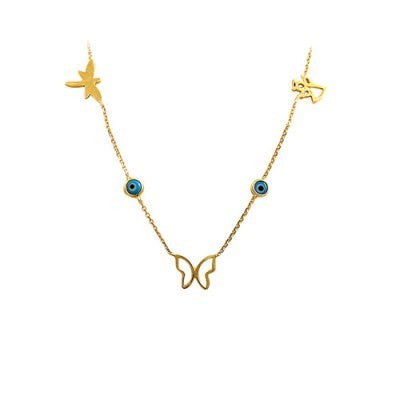 14K Solid Gold Butterfly Necklace