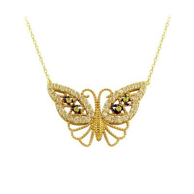 14K Solid Gold Butterfly Necklace