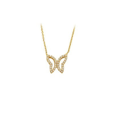 14K Solid Gold Butterfly Necklace