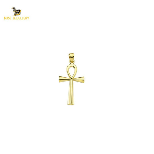 14K Solid Gold Cross Design Charm Pendant