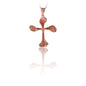 14K Solid Gold Cross Charm Necklace