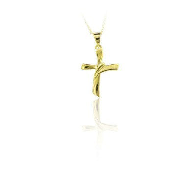 14K Solid Gold Cross Charm Necklace