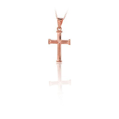 14K Solid Gold Cross Charm Necklace