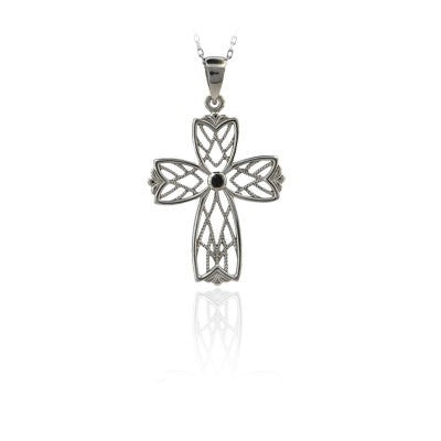 14K Solid Gold Cross Charm Necklace