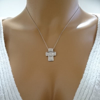 14K Solid Gold Cross Charm Necklace