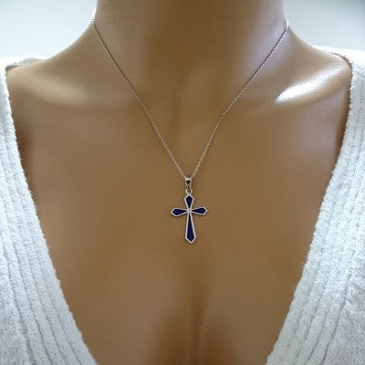 14K Solid Gold Cross Charm Necklace