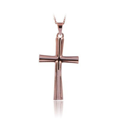 14K Solid Gold Cross Charm Necklace