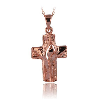 14K Solid Gold Cross Charm Necklace