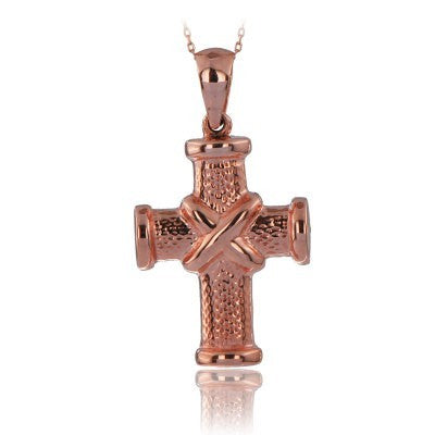 14K Solid Gold Cross Charm Necklace