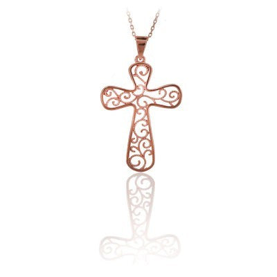 14K Solid Gold Cross Charm Necklace