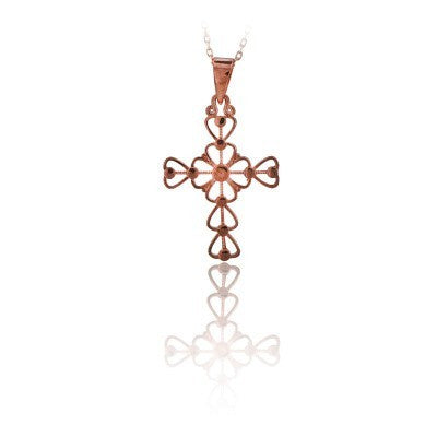 14K Solid Gold Cross Charm Necklace