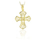 14K Solid Gold Cross Charm Necklace