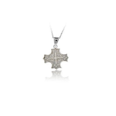 14K Solid Gold Cross Charm Necklace