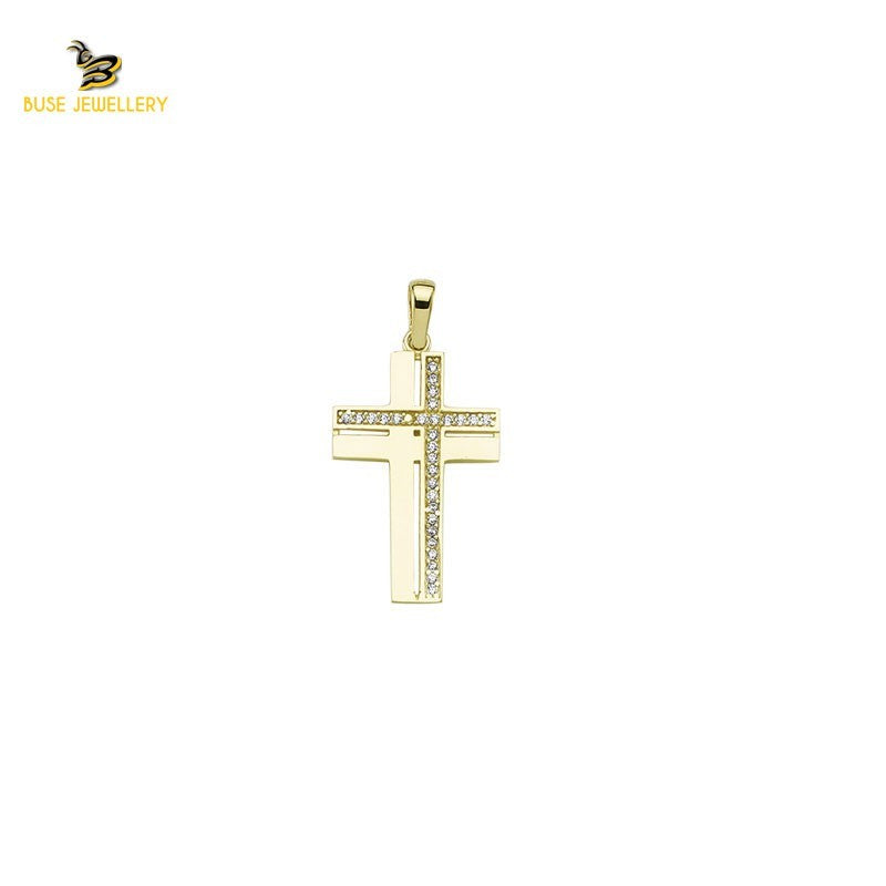 14K Solid Gold Cross Charm Pendant