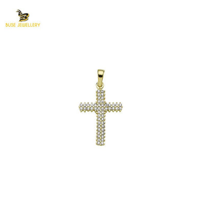 14K Solid Gold Cross Charm Pendant