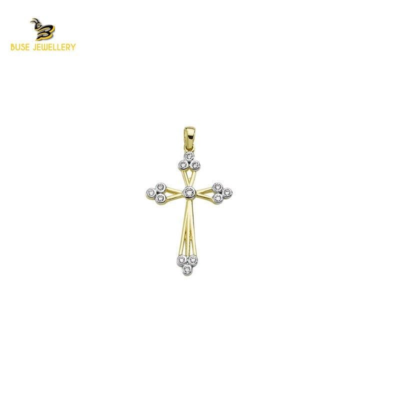 14K Solid Gold Cross Charm Pendant