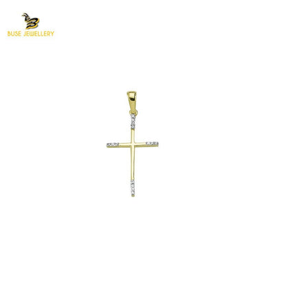 14K Solid Gold Cross Charm Pendant