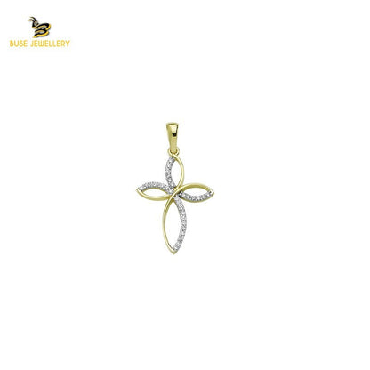 14K Solid Gold Cross Charm Pendant