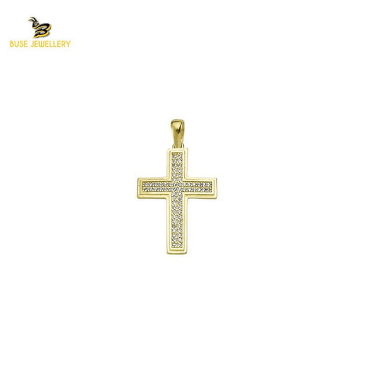 14K Solid Gold Cross Charm Pendant