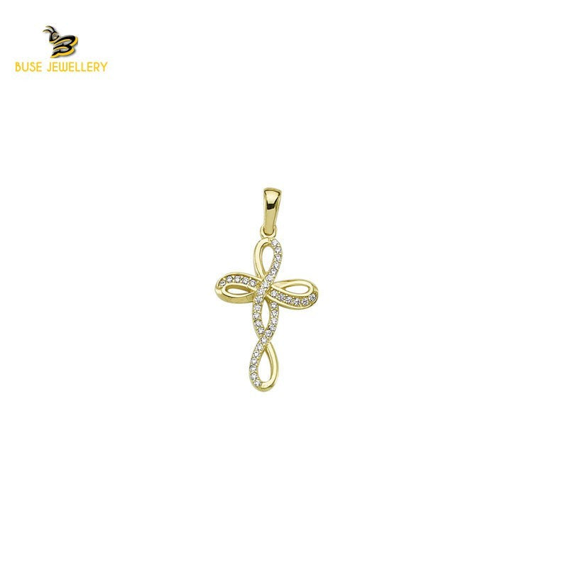 14K Solid Gold Cross Charm Pendant