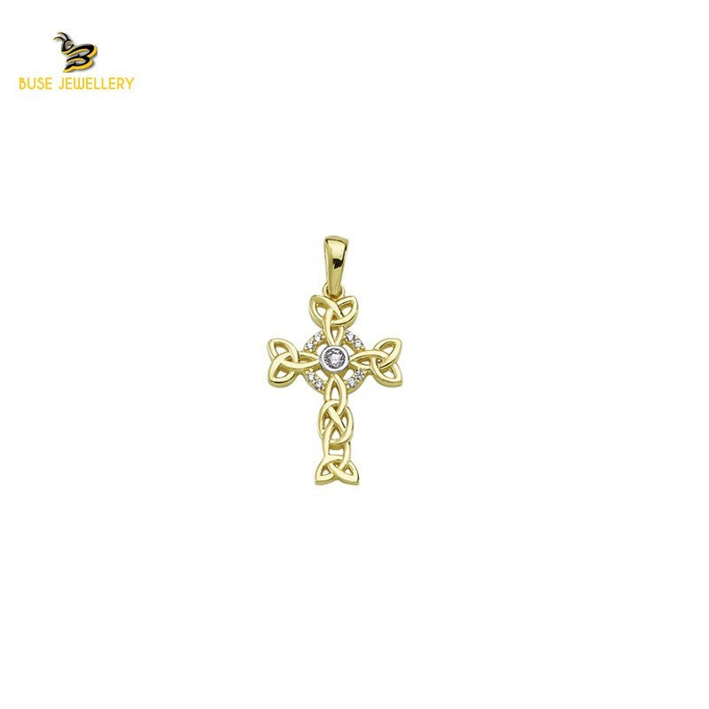 14K Solid Gold Cross Charm Pendant