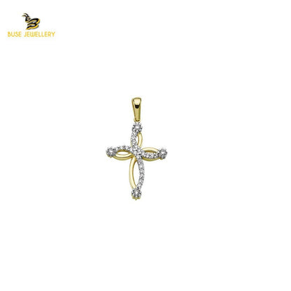 14K Solid Gold Cross Charm Pendant