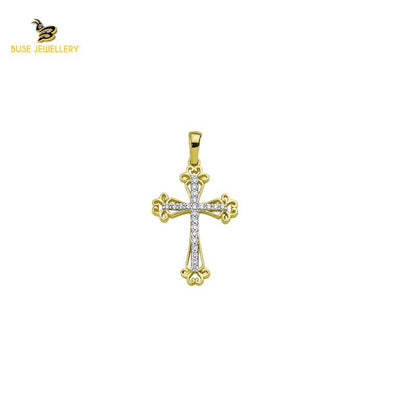 14K Solid Gold Cross Charm Pendant