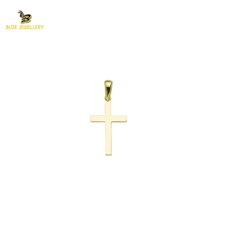 14K Solid Gold Cross Charm Pendant