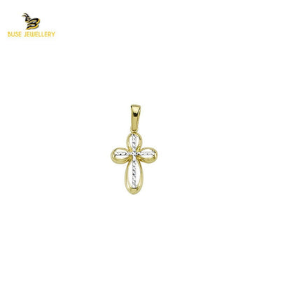 14K Solid Gold Cross Charm Pendant