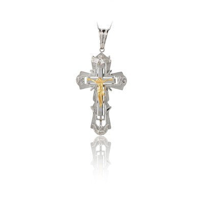 14K Solid Gold Cross Crucifix Charm Necklace