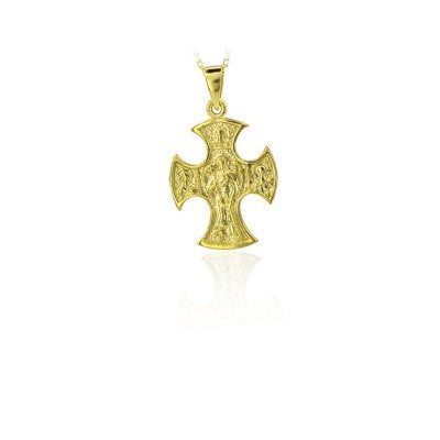 14K Solid Gold Cross Crucifix Charm Necklace