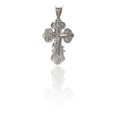 14K Solid Gold Cross Crucifix Charm Necklace