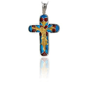 14K Solid Gold Cross Crucifix Charm Necklace