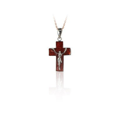 14K Solid Gold Cross Crucifix Charm Necklace