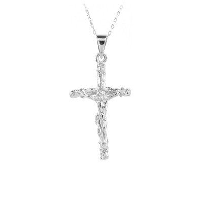 14K Solid Gold Cross Crucifix Charm Necklace