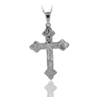 14K Solid Gold Cross Crucifix Charm Necklace