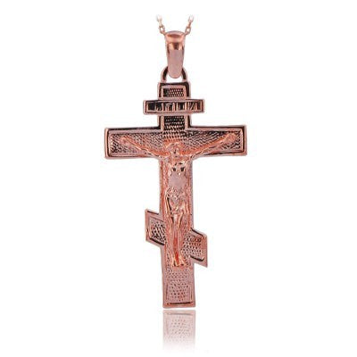 14K Solid Gold Cross Crucifix Charm Necklace